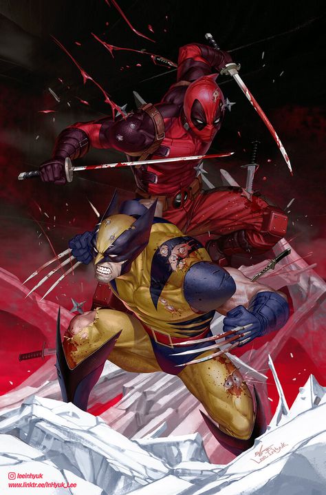 ArtStation - DEADPOOL & WOLVERINE: WWIII #1 Deadpool Wolverine Comic, Wolverine And Deadpool Fan Art, Deadpool And Wolverine Fan Art, Deadpool Vs Wolverine, Inhyuk Lee, Ribs Tattoo, Deadpool Fan Art, Final Fantasy Funny, Work Video