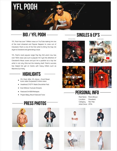 This 2-page electronic press kit template for bands, singers, and musicians is the perfect way to professionally introduce yourself to venues, festivals, press, and promotors ready to land the gig of your dreams! Electronic Press Kit Musicians, Press Release Design, Music Press Kit, Dj Press Kit, Press Kit Design, Press Kit Template, Electronic Press Kit, Press Kits, Popular Rappers