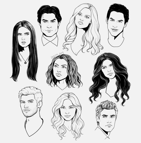 The Vampire Diaries Sketches, The Vampire Diaries Drawings Ideas, Vampire Diaries Drawing Ideas, Vampire Painting Easy, Vampire Diaries Illustration, Tvd Drawing Ideas, Tvd Sketches, Vampire Diaries Drawings Doodles, Drawing Vampire Diaries