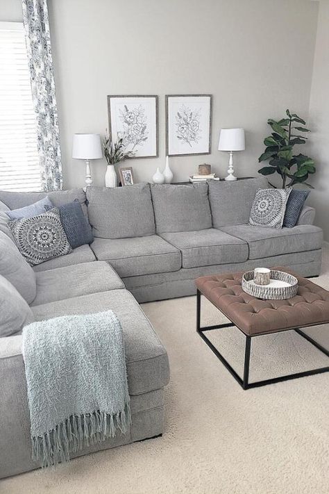 Grey Couch Living Room, Living Room Decor Gray, Couch Design, Modern Farmhouse Living Room, Small Living Room Decor, Living Room Decor Cozy, Home Design Living Room, Living Room Design, Living Room Decor Apartment