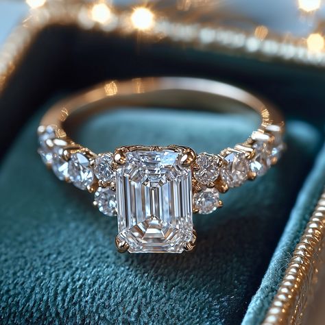 Emerald cut wedding band