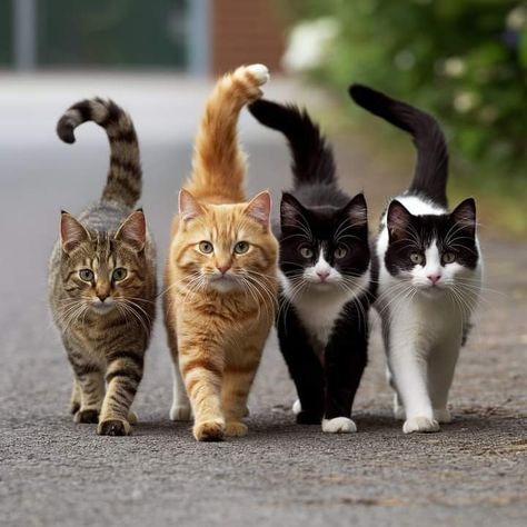 Four Cats, Regnul Animal, Söt Katt, Cute Cats Photos, Funny Cute Cats, Cute Kittens, Cute Cats And Dogs, Pretty Cats