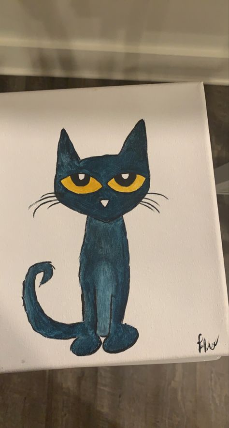 Cat Painting Easy, Cat Canvas Painting, Painting Easy, Anime Canvas Art, Pete The Cat, Book Character, Painting Inspo, Craft Night, Anime Canvas