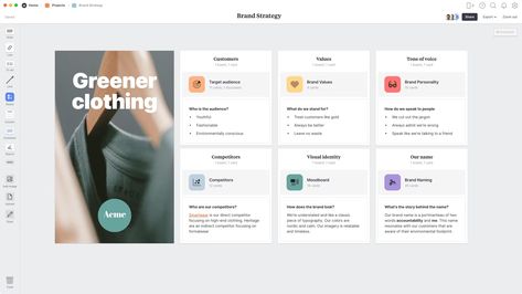 9 Essential Brand Strategy Templates (free) - Milanote Brand Strategy Templates, Design Brief Template, Brand Planning, Customer Persona, Strategy Template, Brand Personality, Mood Board Template, Creative Names, Brand Strategist