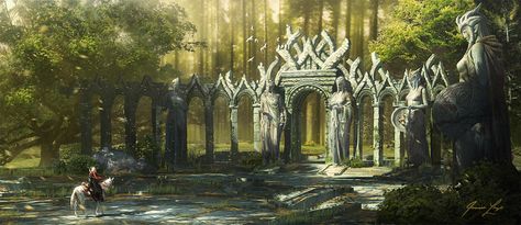 ArtStation - Elven Warrior Ruins, Javier Lazo Elven City, Fantasy City, Fantasy Castle, Dnd Art, Fantasy Setting, Fantasy Places, Fantasy Art Landscapes, Fantasy Concept Art, Fantasy Rpg