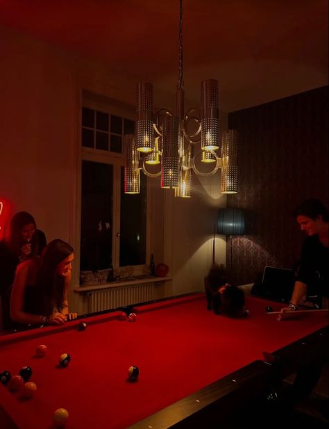 #red #billiards #night #nightlife #party #game #light Aesthetic Game Room Pool Table, Red Pool Table, Pool Table Aesthetic, Winter Widgets, Jazz Night, Night Luxe, Pool Table Room, Billiards Table, Nightlife Party