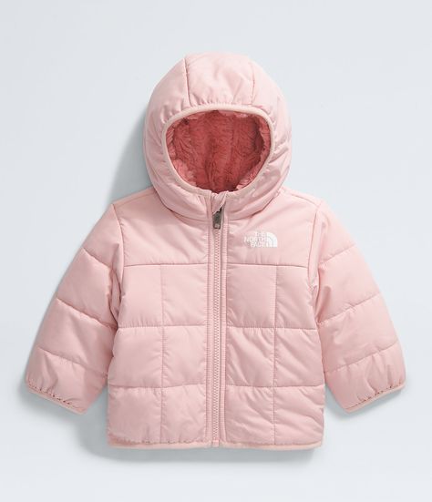 With an insulated, water-repellent outer on one side, and high-pile fleece on the other, the Baby Reversible Shasta Full-Zip Hooded Jacket helps keep smiles on faces—even through winter’s worst. The reversible design allows this jacket to quickly adapt to the weather, so you can pack one less thing for their earliest adventures. Kids' Baby (0-24M). Water-repellent.. Hooded.. .. Reversible. [North Face, Northface, thenorthface, the northface, TNF, tnf] The North Face Baby, Water Repellent Jacket, Parka Vest, Pants Shirt Men, Sneaker Dress Shoes, Kids Coats, Pant Shirt, Outdoor Apparel, Outerwear Jackets