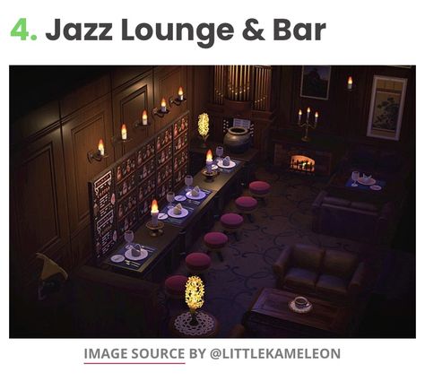 Acnh Cocktail Bar Design, Animal Crossing Brewery, Acnh Speakeasy, Acnh Jazz Bar, Acnh Wine Bar, Animal Crossing Tiki Bar, Jazz Lounge, Alcohol Bar, Bar Image