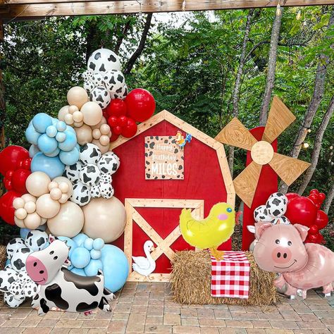 PRICES MAY VARY. Farm balloon arch kit Farm balloon arch kit Barnyard Birthday Party Decorations, Farm Party Decorations, Animal Themed Birthday Party, Zoo Birthday Party, Cow Birthday Parties, Barnyard Birthday Party, Farm Birthday Invitation, Cow Horse, Board Party