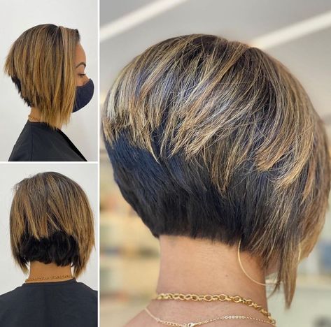 Edgy Inverted Bob for Short Hair Short A Line Haircut With Bangs, Inverse Bob Haircut, Introverted Bob Haircut, Short Reverse Bob Haircut, Inverted Bob With Layers And Bangs, Choppy Inverted Bob Hairstyles Medium, High Stacked Bob Haircut, Inverted Bob Back View, Medium Length Inverted Bob With Layers