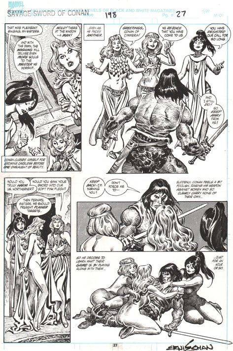 John Buscema Savage Sword of Conan 198, page 7 Comic Art John Buscema Art, Buscema Art, Conan Barbarian, Comic Book Drawing, Scifi Art, Conan Comics, John Buscema, Conan The Barbarian, Classic Comics