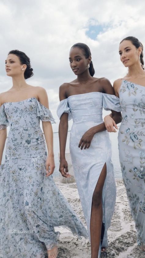 Floral Bridesmaid Dresses Long, Wedding Blue Bridesmaid Dresses, Blue Floral Bridesmaid Dresses, Bridesmaid Dresses Floral, Light Blue Wedding Dress, Rustic Bridesmaid Dresses, Patterned Bridesmaid, Patterned Bridesmaid Dresses, Beach Bridesmaid Dresses