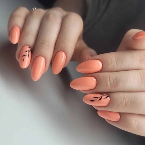 The Most Popular Peach Nails to Inspire You Nail Designs Peach Color, Nail Designs Peach, Uñas Color Coral, Salmon Nails, Almond Nails Trendy, Easter Nails Designs, Peach Acrylic Nails, Peach Nail Art, Peach Colored Nails