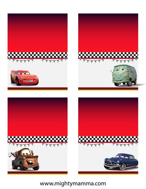 Cars Party Printables Free, Disney Cars Birthday Printables, Cars Party Food Labels, Cars Birthday Party Printables Free, Disney Cars Party Printables, Disney Cars Characters Free Printable, Free Cars Printables, Disney Cars Food Labels Free Printable, Disney Cars Printables Free