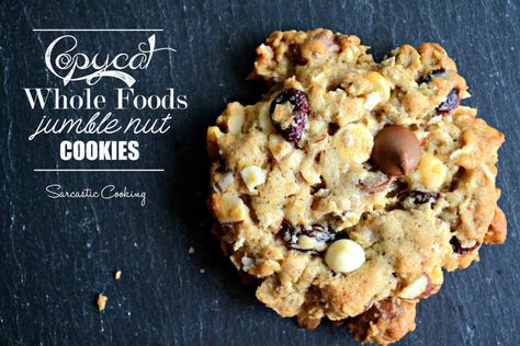 Copycat Whole Foods Jumble Nut Cookies Jumble Cookies, Nut Cookies, Pumpkin Cranberry, Light Snacks, My Obsession, Oatmeal Raisin, Cookies Recipes, Chocolate Almonds, Whole Foods