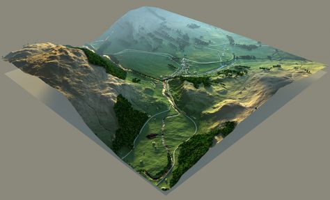 Owen Powell - maps and terrain models Maps Design, Landscape Architecture Diagram, Cube World, 3d Maps, 3d Mapping, Isometric Drawing, 3d Map, Digital Painting Techniques, Terrain Map