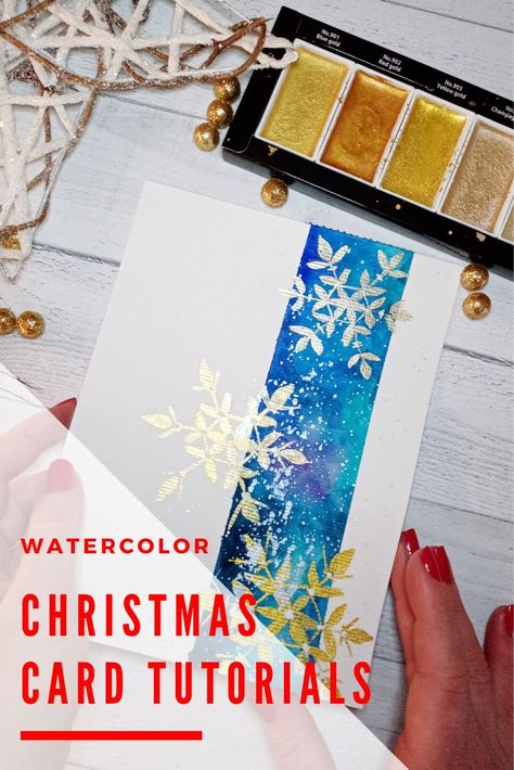 Watercolour Christmas card TUTORIAL for beginner ★ How to paint a watercolour Christmas card ★ Easy and Quick★ Watercolour Christmas card ideas 2019 ★ Watercolour Christmas card DIY★ How to paint pretty Christmas card DIY Watercolour Christmas Cards Ideas Watercolor Painting, Card Ideas Watercolor, Paint Snowflakes, Christmas Card Easy, Watercolour Christmas Cards, Christmas Card Diy, Watercolor Christmas Cards Diy, Watercolor Holiday Cards, Christmas Card Tutorials