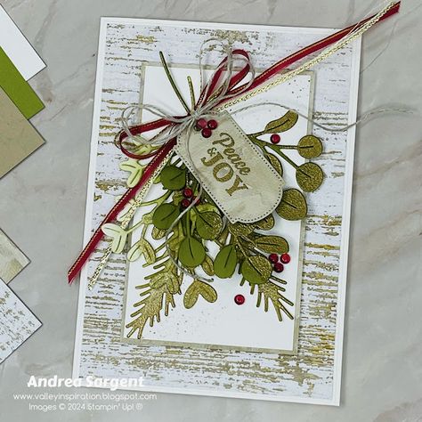 Golden Greenery Christmas card, by Andrea Sargent, Australian Independent Stampin’ Up! Demonstrator, Adelaide southern foothills, South Australia Greenery Christmas, Patchwork Cards, Create Christmas Cards, Australian Christmas, Global Design Project, Xmas 2024, Stampin Up Christmas Cards, Christmas Card Crafts, Christmas Greenery