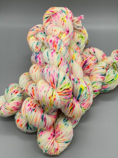 Speckled Yarn, Hand Dyed Sock Yarn, Knit Picks, Dyed Yarn, Neon Lights, Sock Yarn, Worsted Weight, Hand Dyed Yarn, Machine Knitting