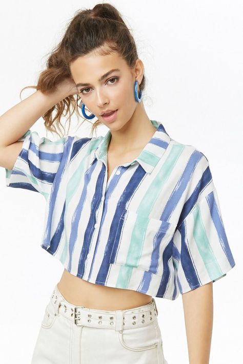 Easy Crop Top, Cropped Shirt, Dress Shirts For Women, Diy Dress, Crop Shirt, Ladies Tops Fashion, Party Fashion, Outfits Casuales, Shop Dresses