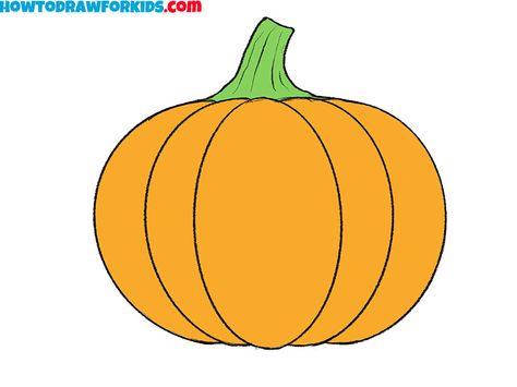 How to Draw a Pumpkin - Easy Drawing Tutorial For Kids Drawing A Pumpkin Step By Step, Drawing A Pumpkin, Pumpkin Shapes Drawing, Pumkin Drawing Cartoon Easy, Draw A Pumpkin Easy, Pumpkin Guided Drawing Kindergarten, Draw A Pumpkin, Pumpkin Easy, Draw Food