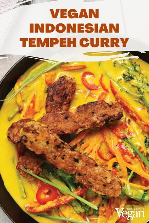 Vegan Indonesian Tempeh Curry Tempeh Recipes Vegan, Vegan Tempeh, Veggie Curry, Curry Recipes Vegetarian, Vegan Asian Recipes, Healthy Vegan Dinner, Tempeh Recipes, Vegan Kids Recipes, Vegan Recipes Beginner