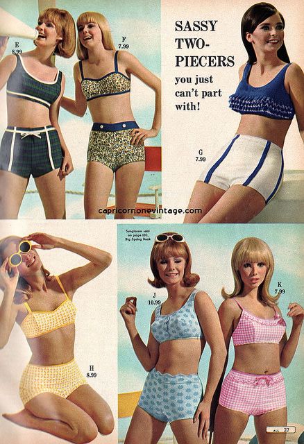 montgomery ward 1967 summer sale catalog. sassy two piece bikini swimsuits. Remodel Checklist, 60s 70s Fashion, 60s And 70s Fashion, Fashion 1960s, Retro Lingerie, Vintage Swim, Sixties Fashion, Montgomery Ward, Vintage Swimwear