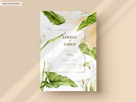 Free PSD wedding invitation card templat... | Free Psd #Freepik #freepsd #calla #calla-lily #rose-illustration #rose-design Calla Lily Line Art, Calla Lily Template, Lily Flower Watercolor, Art Deco Calla Lily, Calla Lily Earrings, Calla Lily Wedding Invitations, Illustration Rose, White Calla Lily, Calla Lily Flower