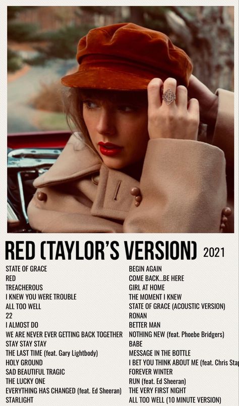 minimal poster of the album red (taylor’s version) by taylor swift Taylor Swift Red Album, Minimalist Music, Music Poster Ideas, State Of Grace, Taylor Swift Music, Taylor Swift Posters, All About Taylor Swift, Taylor Swift Red, Lana Del Ray