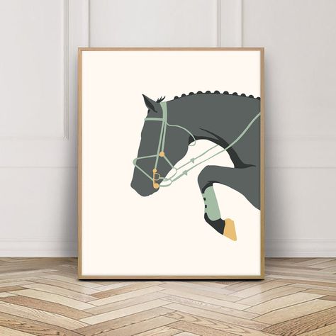 Jumping High Equestrian Printable Art Horse Art Minimalist | Etsy Horse Show Jumping, Modern Equestrian, Abstract Horse Art, Painted Horses, Horse Posters, Abstract Horse, Horse Artwork, Equestrian Art, Art Horse