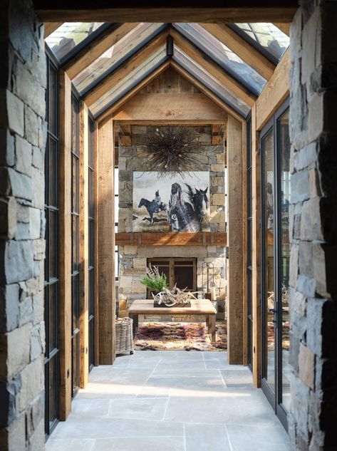 Mountain Time - Rustic - Hall - Other - by Locati Architects | Houzz Mountain Living Magazine, Locati Architects, Wyoming House, Melanie Turner Interiors, Yellowstone Club, Mountain Modern Home, Sky Resort, Montana Homes, Big Sky Montana