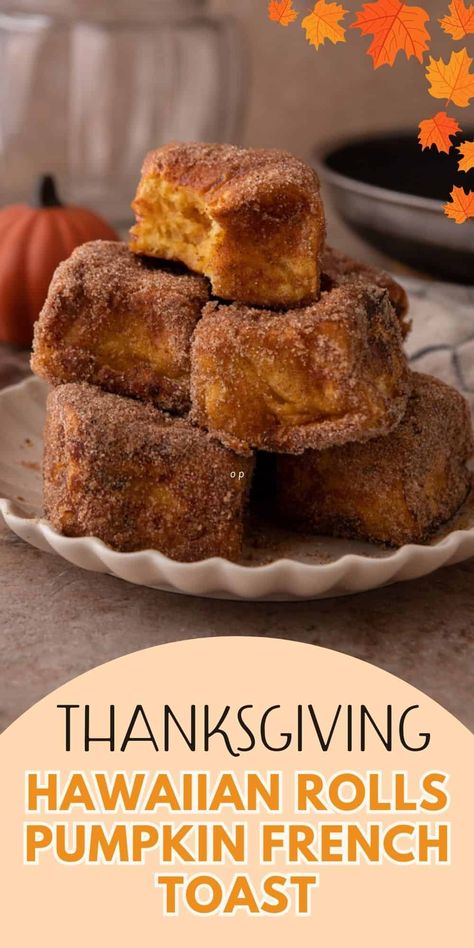 This Hawaiian Roll Pumpkin French Toast is made with a rich pumpkin dipping custard that has each bite bursting with the flavors of fall. Hawaiian Roll Pumpkin French Toast, Banana Cookie Recipe, Hawaiian Roll, Thanksgiving Brunch, Classic French Toast, Pumpkin Mousse, Pumpkin French Toast, Pumpkin Ice Cream, Brunch Spread