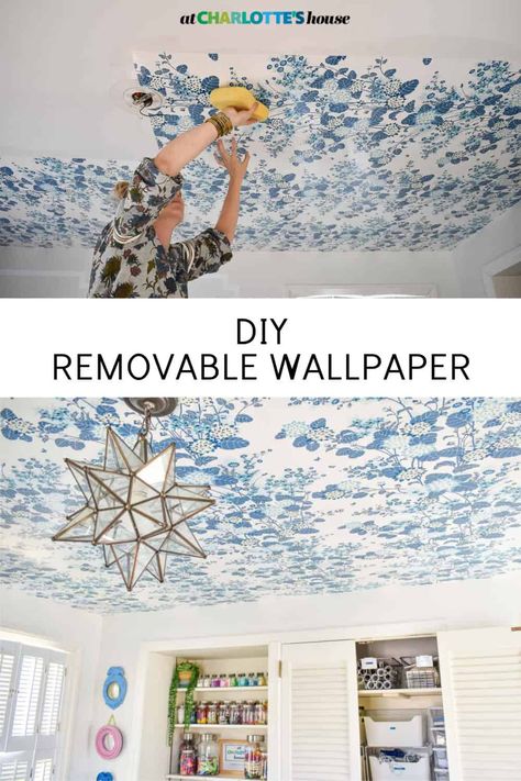 Removable wallpaper is a perfect solution for renters or temporary decor but it can be expensive! I was able to DIY removable wallpaper using regular wallpaper and I love what an impact it makes. #removablewallpaper #DIYwallpaper #wallpaper #diyremovablewallpaper Removable Wallpaper For Renters, Mexican Patio Hacienda Style, How To Make Wallpaper, Peelable Wallpaper, Black Room Decor, Regular Wallpaper, Diy Bar Cart, Eclectic Wallpaper, Add Design