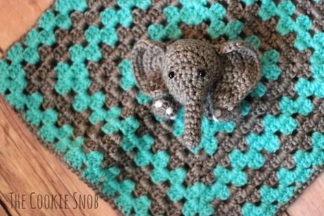 Elephant Lovey - The Cookie Snob Elephant Lovey Pattern, Crochet Elephant Lovey, Elephant Lovey Crochet, Crochet Elephant Pattern Free, Crochet Lovey Free Pattern, Amigurumi Elephant Pattern, Crochet Elephant Pattern, Lovey Crochet, Elephant Applique