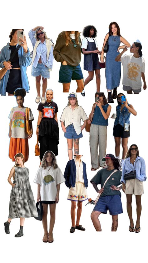 Travel Summer Outfits Plane, End Of Summer Fits, European Summer Capsule Wardrobe, Copenhagen Street Style Summer 2024, Eclectic Summer Outfits, Electric Grandpa, Simple Moodboard, Brazil Outfits, Seaside Outfits