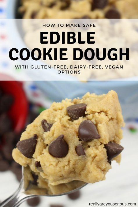 how to make edible cookie dough Edible Cookie Dough Recipe For Two, Healthy Edible Cookie Dough Recipe, Edible Cookie Dough Recipe For One, Cookie Dough Chocolate Chip, Soy Free Desserts, Edible Chocolate Chip Cookie Dough, Chocolate Chip Recipe, Gluten Free Cookie Dough, Reduce Sugar Cravings