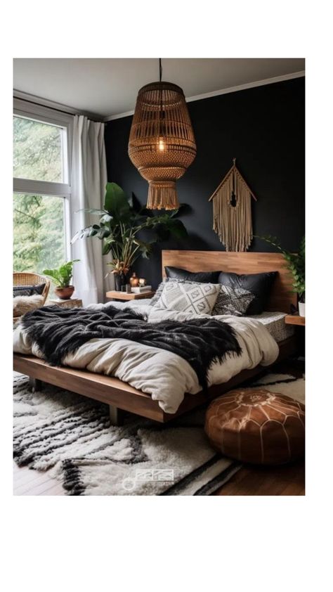 Black And Rust Bedroom, Rust Bedroom, Modern Bohemian Bedroom Decor, Terracotta And Black, Terracotta Bedroom, Modern Bohemian Bedroom, Western Gothic, Decor Tips And Tricks, Black Bedroom