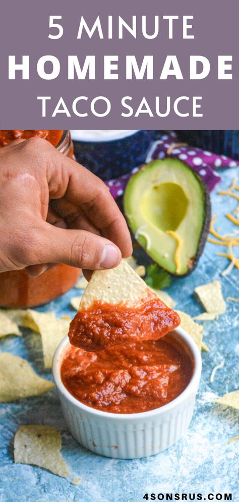 Homemade Taco Sauce, Taco Sauce Recipes, Spicy Tacos, Taco Sauce, Homemade Tacos, Family Recipes, Tex Mex, Sauce Recipe, Burritos