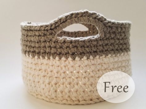 Easy Basket Crochet Free Pattern Yarn Basket Pattern Free, Crochet Chunky Basket Free Pattern, Crochet Toy Basket Pattern Free, Free Crochet Basket Patterns Easy, Crocheted Baskets Free Patterns, Crochet Baskets Free Pattern, Free Crochet Basket Pattern, Easy Crochet Baskets For Beginners, Large Crochet Basket Pattern Free