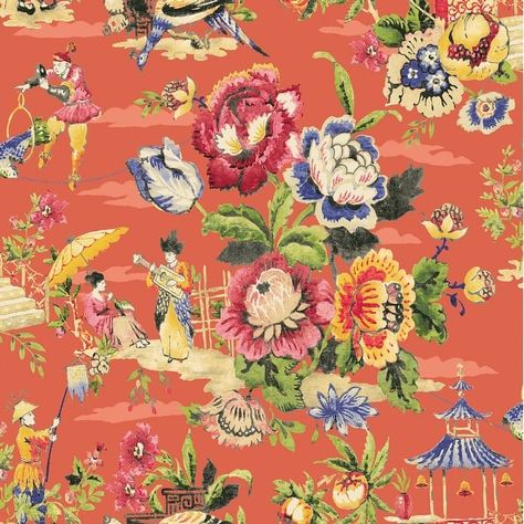 Surface Style Travel Diary Flamingo Peel and Stick Wallpaper - 20.5 in. W x 18 ft. L - On Sale - Bed Bath & Beyond - 39902558 Chinoiserie Decorating Living Room, Home Depot Wallpaper, Versailles Ky, Bouquet Of Peonies, Chinoiserie Mural, Modern Chinoiserie, Parisian Decor, Orange Shades, Flamingo Wallpaper