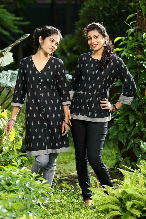 Black ikat seamstress Ikat Short Tops, Ikat Short Kurti, Ikat Tops For Jeans, Ikkat Short Tops For Jeans, Ikkat Tops For Jeans, Ikkat Tops, Short Tops For Jeans, Cotton Tops For Jeans, Kurti Models