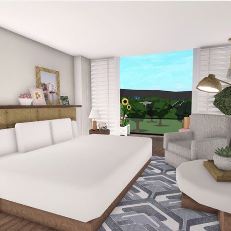 Bloxburg Hotel Bedroom Ideas, Hotel Bedroom Bloxburg, Bloxburg Hotel Codes Room, Hotel Ideas Bloxburg, Modern Master Bed Bedroom Bloxburg, Bloxburg Master Room Ideas Bedroom Realistic, Bloxburg Bed, Hotel Bloxburg, Apartment Loft Ideas