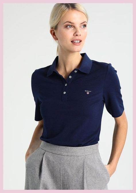 Dark Blue Polo Outfit Woman, Polo Shirt Work Outfit Women, Navy Blue Polo Shirt Outfit Woman, Navy Polo Shirt Outfit Woman, Navy Blue Tshirt Outfit, Blue Polo Shirt Outfit Women, Womens Polo Shirt Outfit, Polo Outfit Women's, Polo Shirt Design Uniform