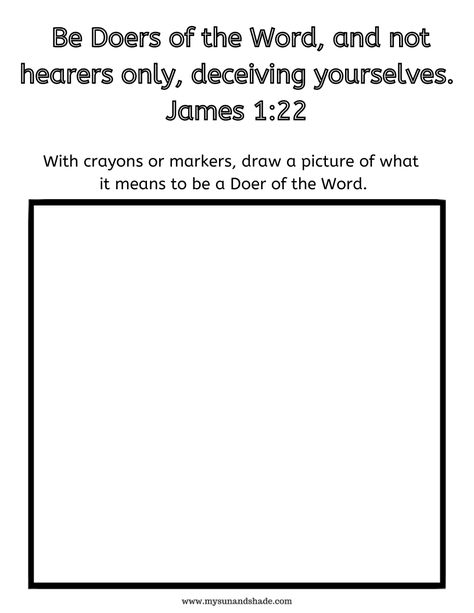 Be doers of the word, and not hearers only, deceiving yourselves, James 1:22. This lesson page is FREE for members! Be Doers Of The Word Activity, I Spy Bible Printables For Kids Free, James Chapter 1, Joshua 1:9 Coloring Page, Genesis 1:31 Coloring Page, John 3:16 Coloring Page Free Printable, James 1 22, Bible Study James, Acts 16:31 Coloring Page