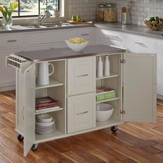 White Kitchen Cart, Dolly Madison, Appliance Storage, Storage Carts, White Wood Kitchens, Portable Kitchen Island, Kitchen Appliance Storage, Off White Kitchens, Portable Kitchen