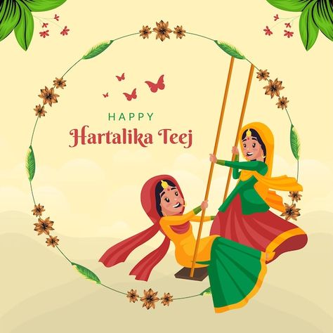 Happy Hartalika Teej, Happy Teej, Hartalika Teej, Kite Decoration, Teej Festival, Best Real Estate Investments, Festival Paint, Real Estate Consultant, Hotel School