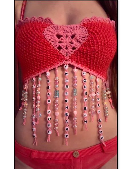 Sugar Queen Top Red/pink Handmade Crochet Beaded Top Silk Cotton Mohair Made in Canada - Etsy Canada Cute Pink Crochet Ideas, Beaded Crochet Top, Crochet Top With Beads, Crochet Rave, Bored List, Pink Crochet Top, Mohair Crochet, Red Crochet Top, Easy Diy Clothes