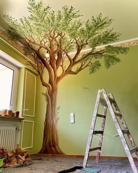 Tree Wall Painting, Portraits Pastel, معرض فني, Modern Luxury Interior, Tree Wall Murals, Tree Mural, Wall Painting Decor, Wall Paint Designs, Organic Modern Decor