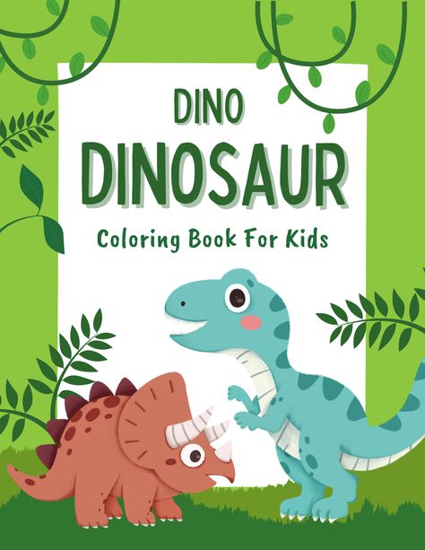 A fun dinosaur coloring book doe kids! Ages 2 and up! Coloring Book Cover, Character Activities, Dinosaur Facts, Toddler Coloring Book, Dinosaur Coloring, Kids Activity Books, Printable Books, Books For Boys, Craft Lovers