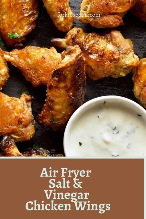 Salt And Vinegar Wings Recipe, Salt And Vinegar Wings, Vinegar Chicken Wings, Fried Wings Recipe, Air Fry Chicken Wings, Make Chicken Broth, Air Fryer Wings, Vinegar Chicken, Salt And Vinegar